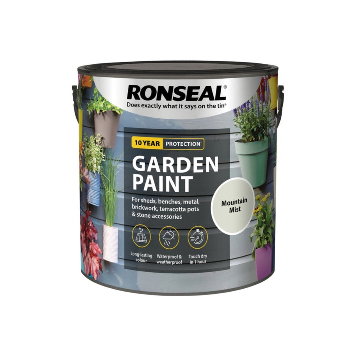 Ronseal Garden Paint Mountain Mist 2.5L tin, view 4
