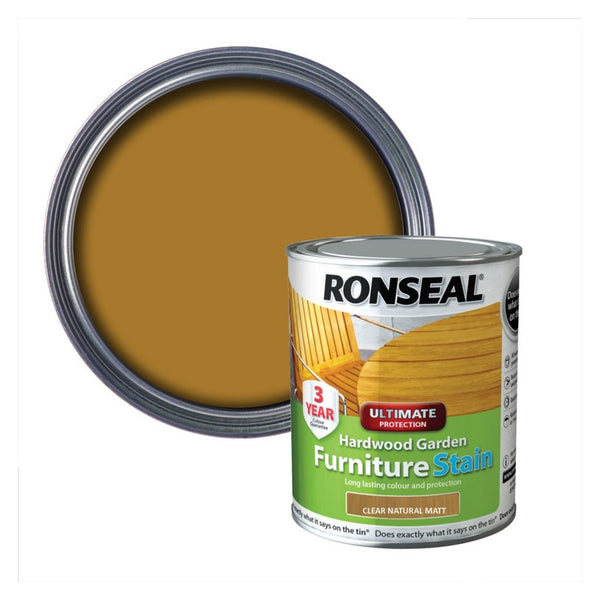 Ronseal Hardwood Furniture Stain 750ml Clear Natural Matt