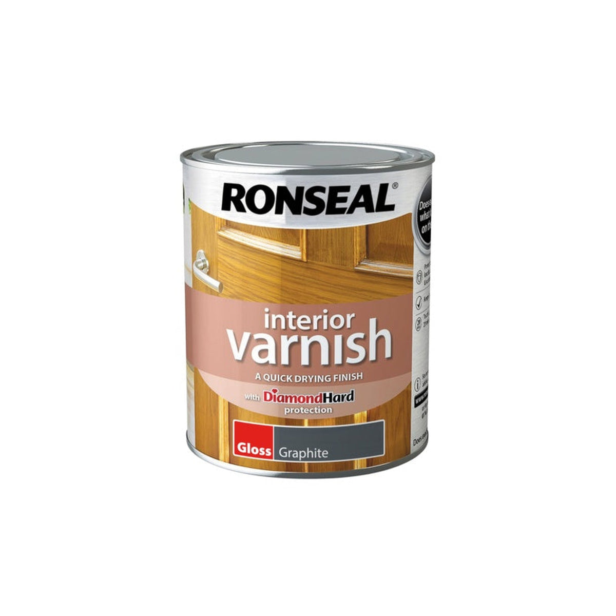 Ronseal Interior Varnish Gloss 750ml tin in Graphite, view 4