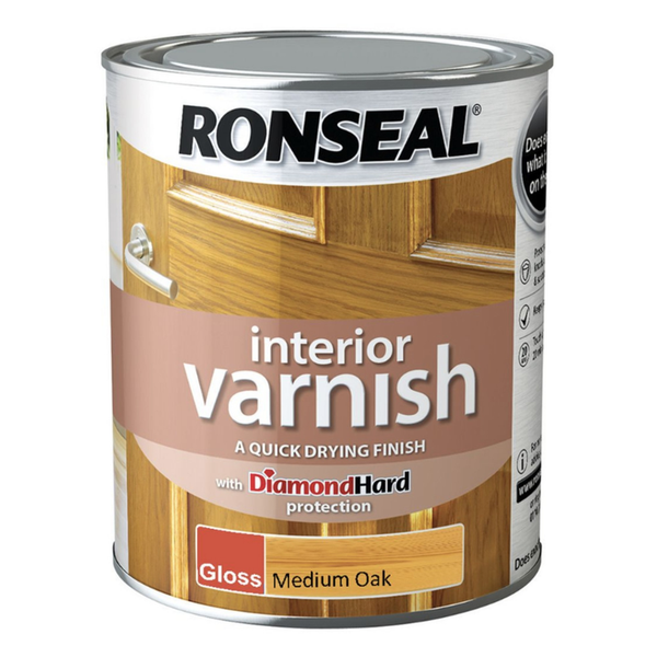 Ronseal Interior Varnish gloss 750ml tin in Medium Oak