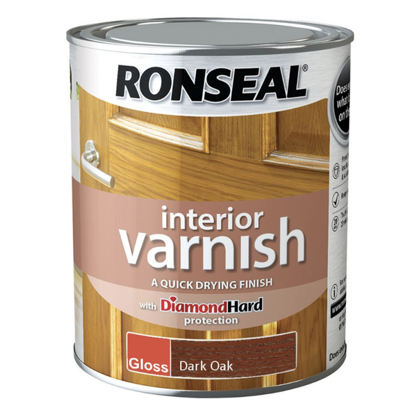 Ronseal Interior Varnish Gloss Dark Oak 750ml tin
