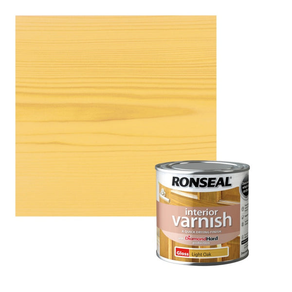 Ronseal Interior Varnish Gloss Light Oak 250ml tin