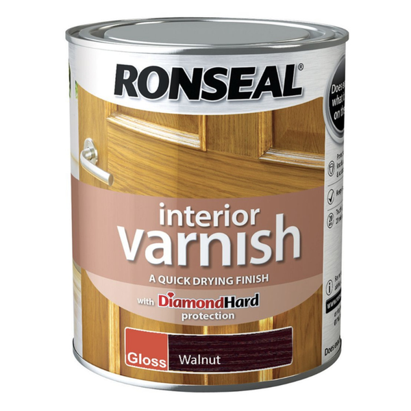 Ronseal Interior Varnish Gloss Walnut 750ml tin