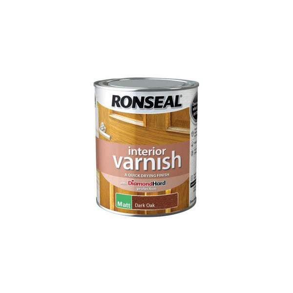 Ronseal Interior Varnish Matt 750ml tin in Dark Oak