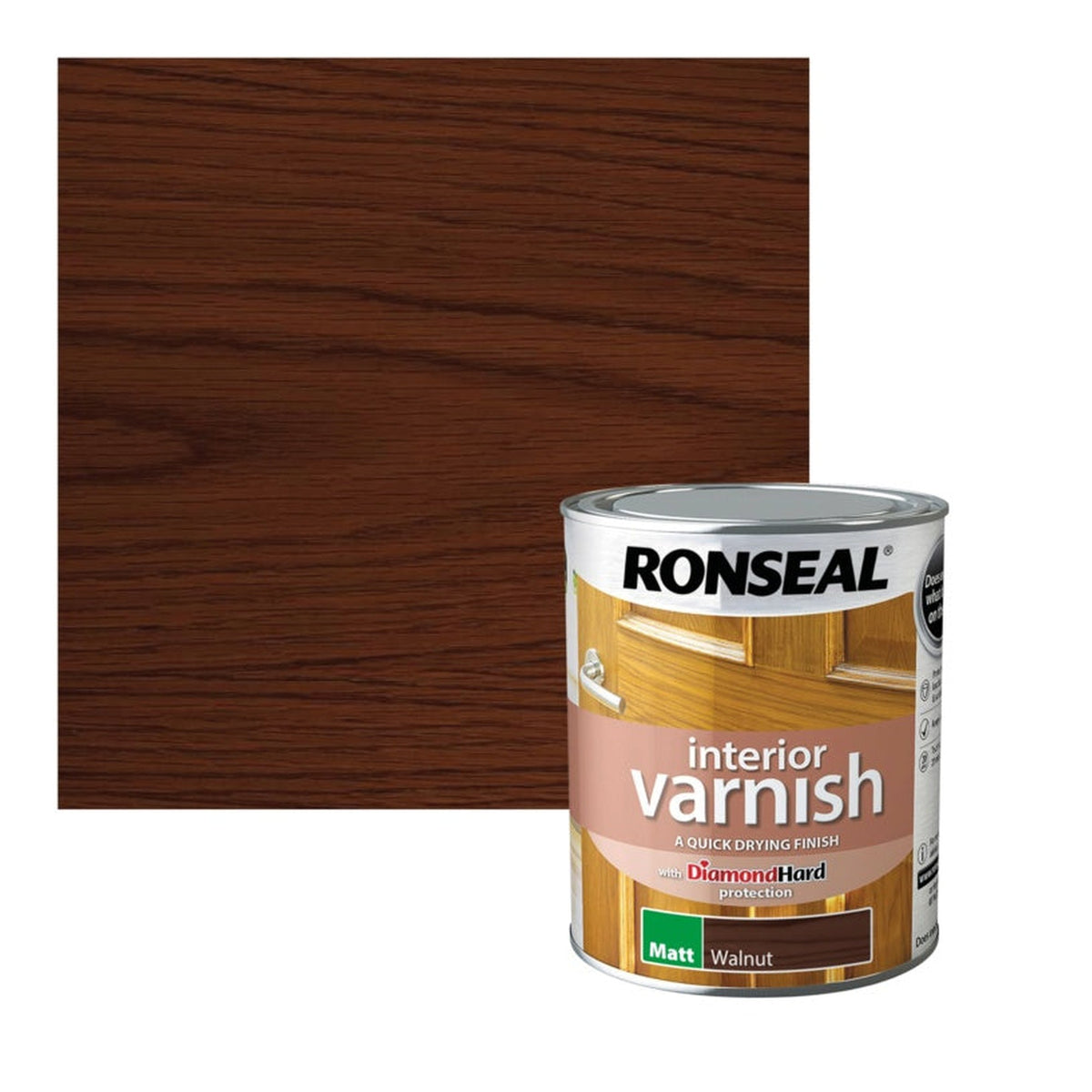 Ronseal Interior Varnish Matt Walnut 750ml tin