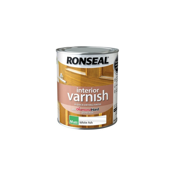 Ronseal Interior Varnish Matt White Ash 750ml tin