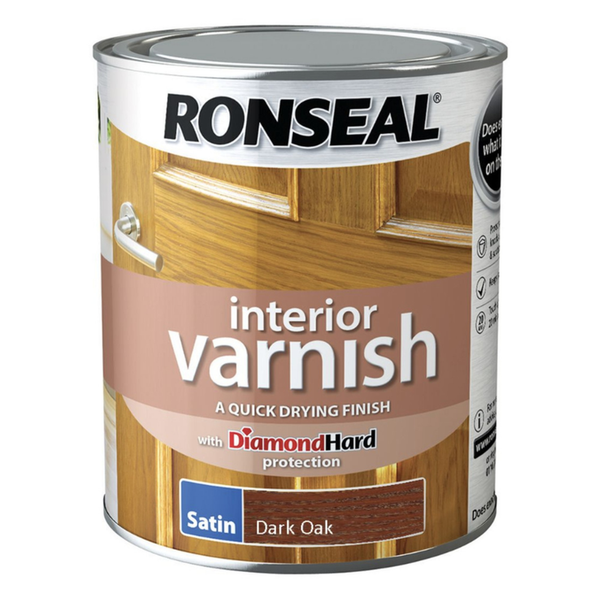 Ronseal interior varnish satin Dark Oak 750ml tin