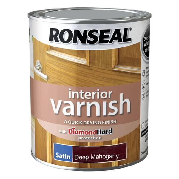 Ronseal interior varnish satin Deep Mahogany 750ml tin