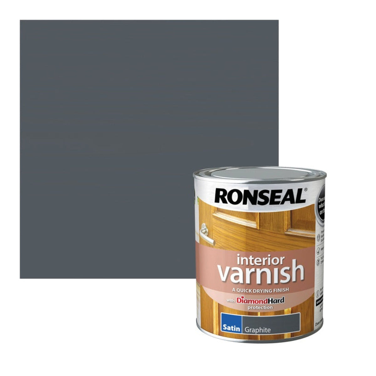 Ronseal Interior Varnish Satin 750ml tin in Graphite