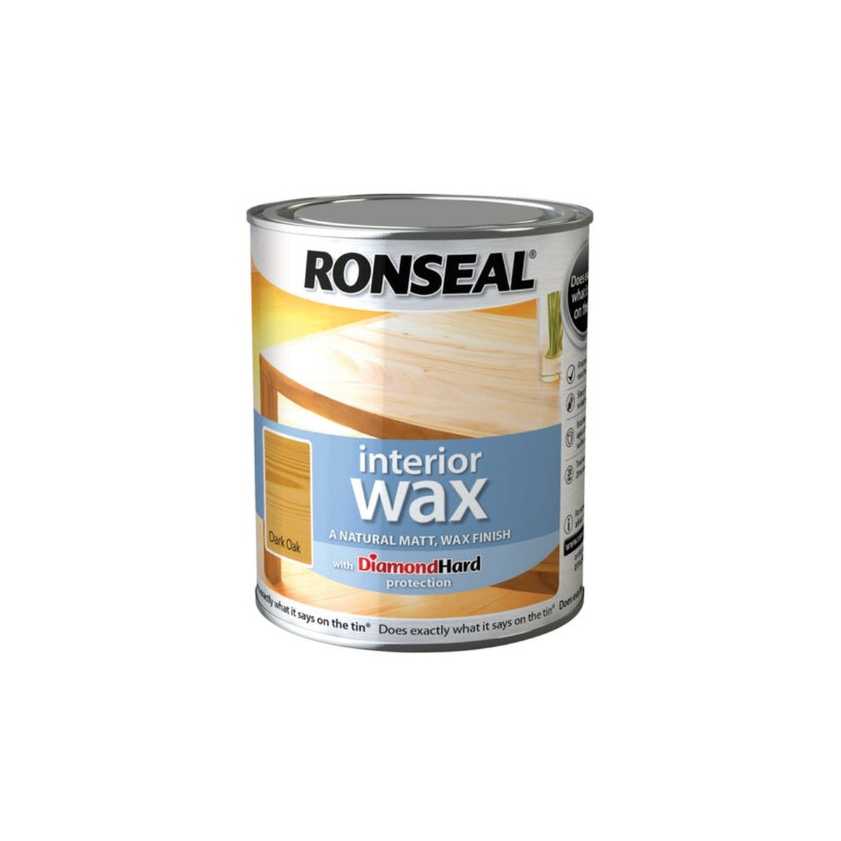 Ronseal Interior Wax Matt Dark Oak 750ml tin