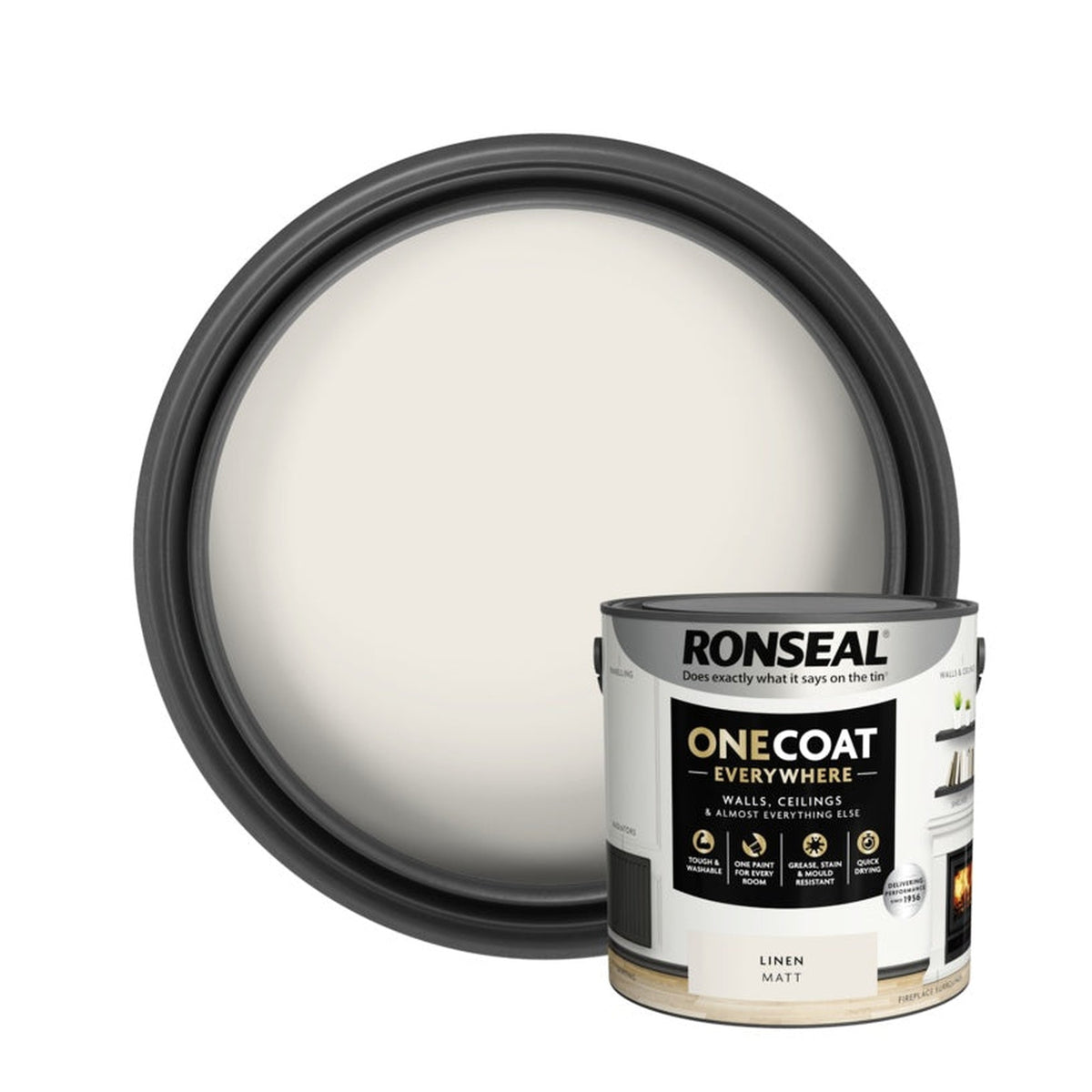 Ronseal One Coat Everywhere Matt Paint 2.5L tin in Linen
