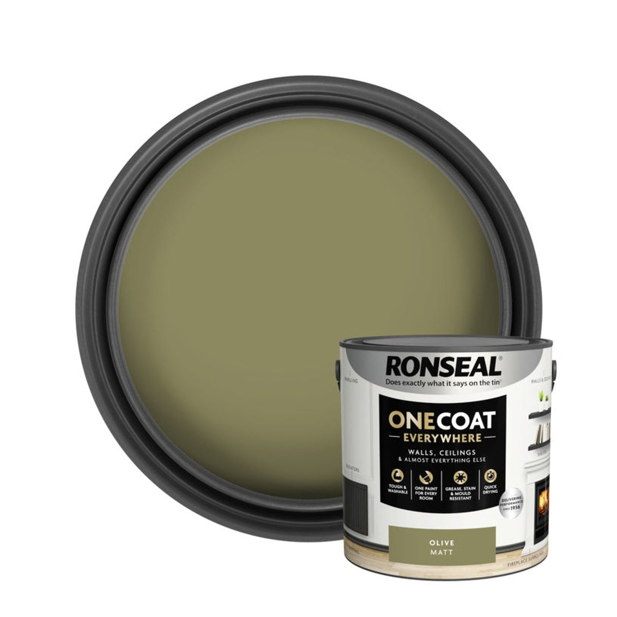 Ronseal One Coat Everywhere Matt Paint 2.5L tin in Olive