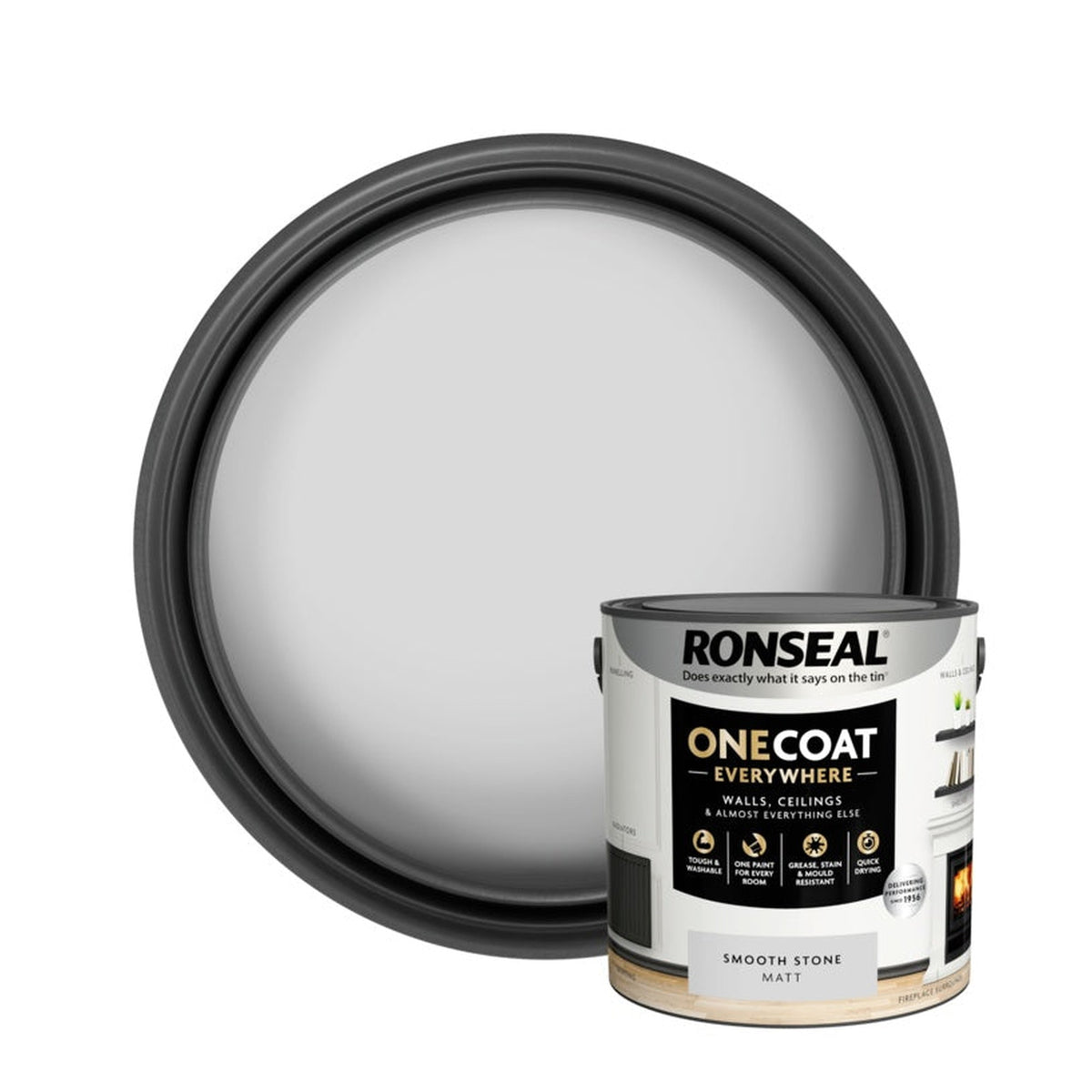 Ronseal One Coat Everywhere Matt Paint 2.5L tin in Smooth Stone