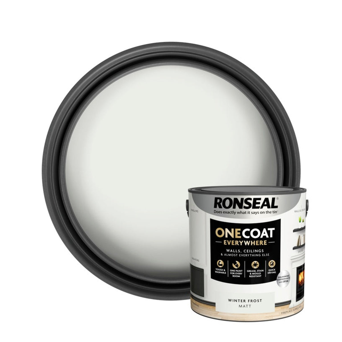 Ronseal One Coat Everywhere Matt Paint 2.5L tin in Winter Frost