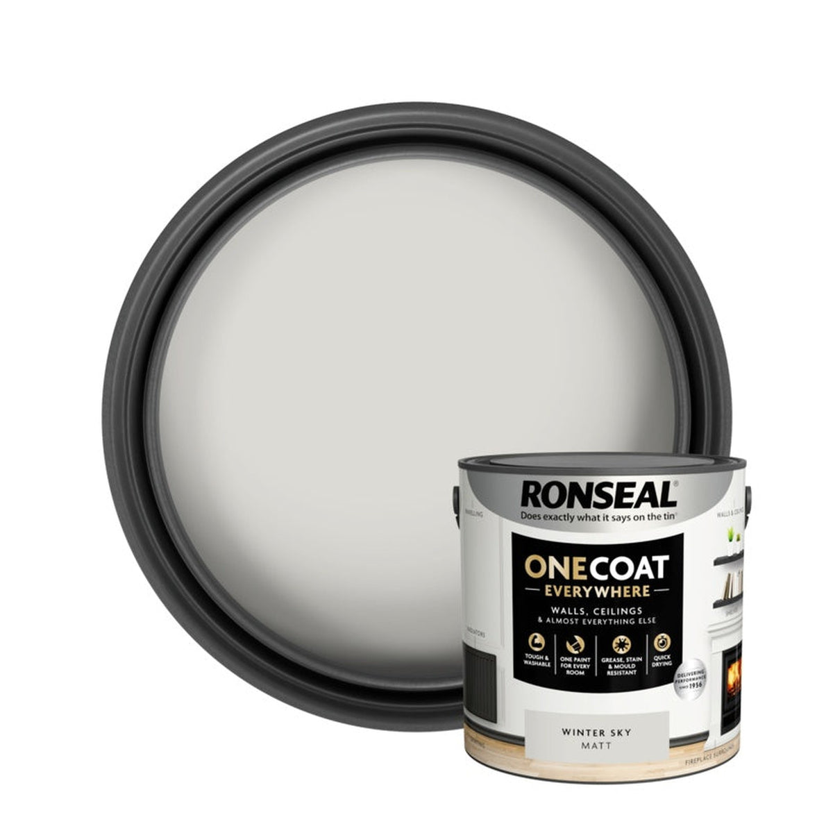 Ronseal One Coat Everywhere Matt Paint 2.5L tin in Winter Sky