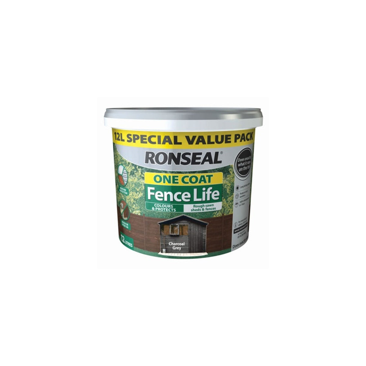 Ronseal One Coat Fencelife 12L bucket in Charcoal