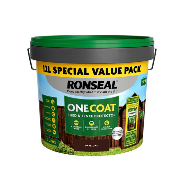 Ronseal One Coat Shed & Fence Protector 12L Dark Oak