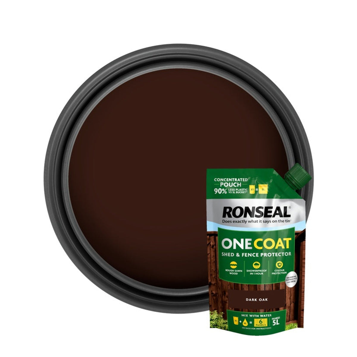 Ronseal One Coat Shed & Fence refill pouch 950ml in Dark Oak