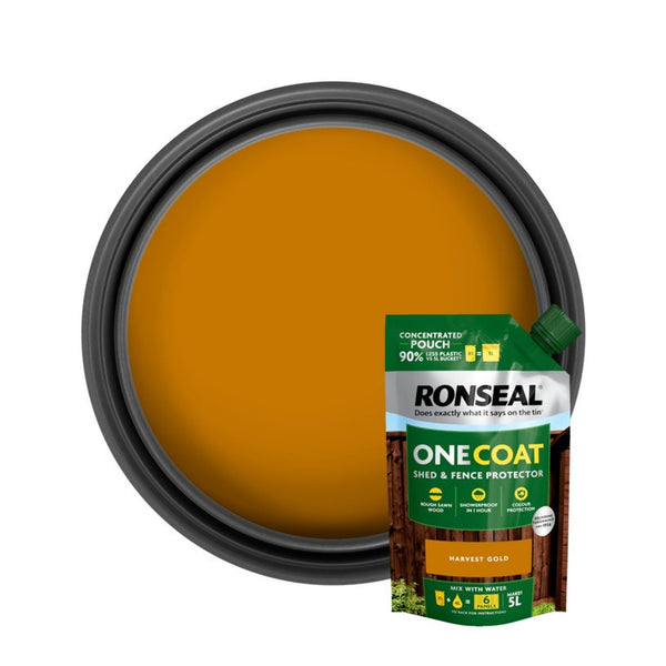 Ronseal One Coat Shed & Fence refill pouch 950ml in Harvest Gold