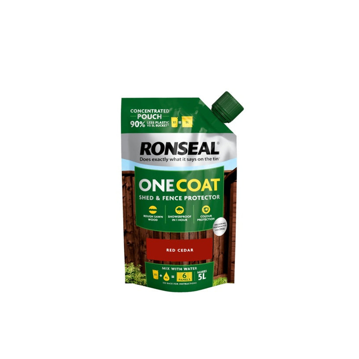 Ronseal One Coat Shed & Fence refill pouch 950ml in Red Cedar, view 2