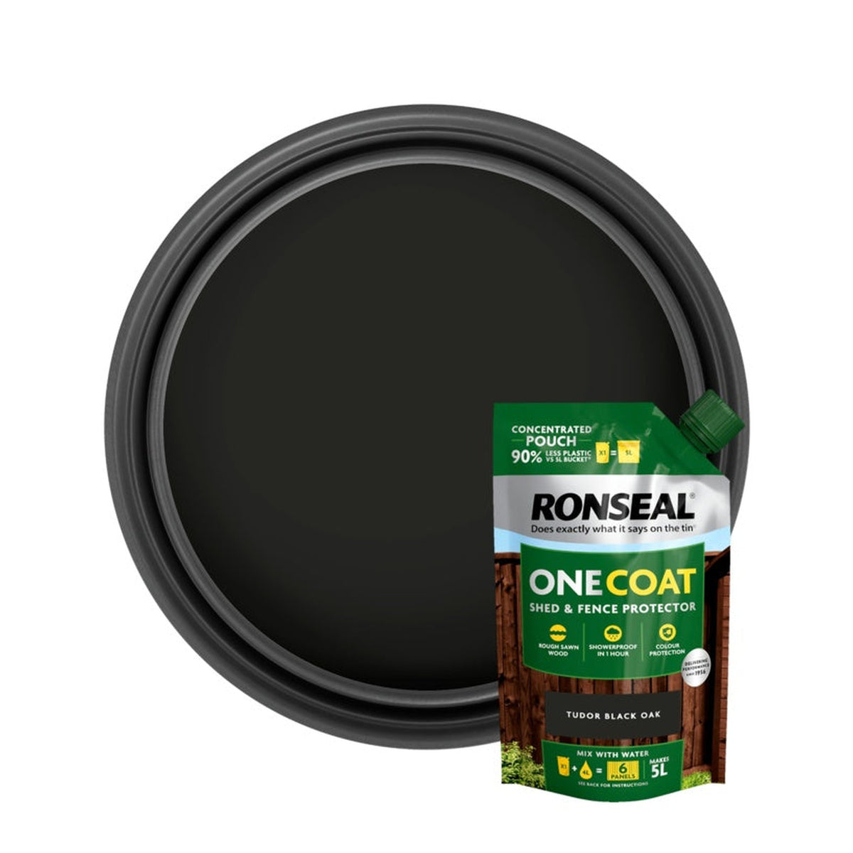 Ronseal One Coat Shed & Fence refill pouch 950ml in Tudor Black