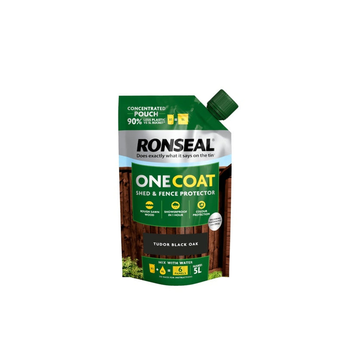 Ronseal One Coat Shed & Fence refill pouch 950ml in Tudor Black, view 2