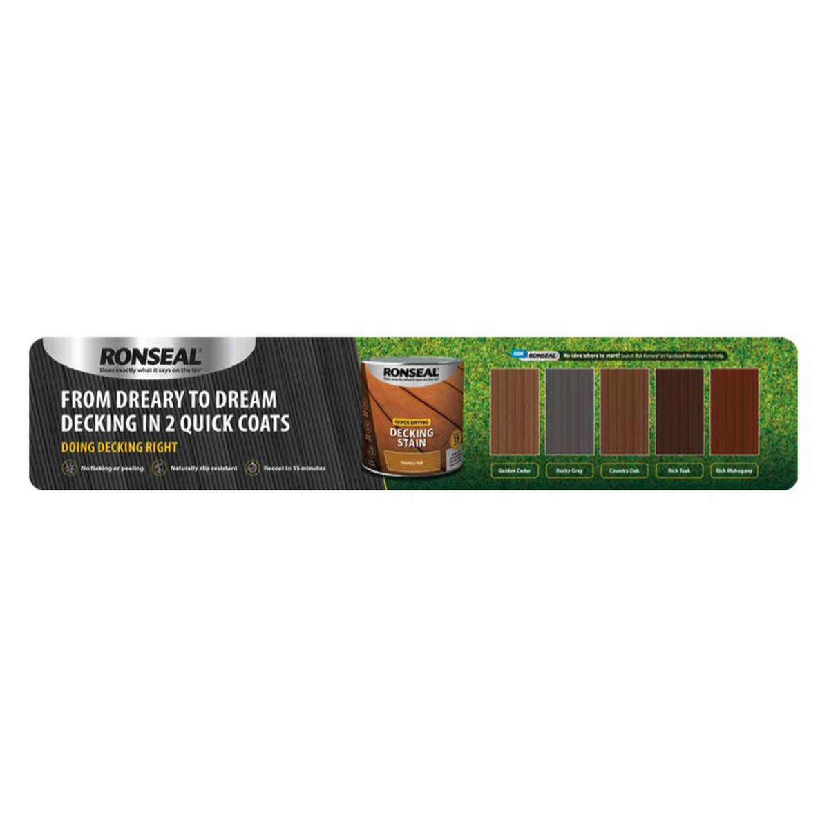 Ronseal Quick Drying Decking Stain 5L in Rocky Grey, view 3