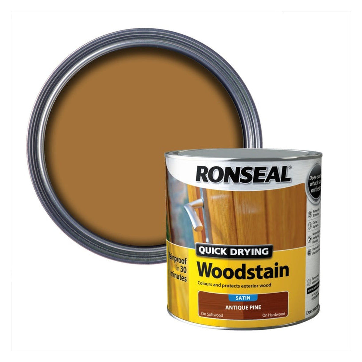 Ronseal Quick Drying Woodstain Satin Antique Pine 2.5L tin