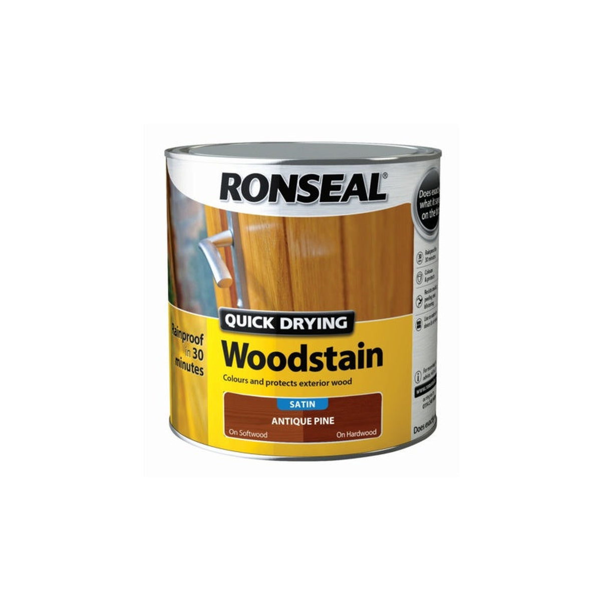 Ronseal Quick Drying Woodstain Satin Antique Pine 2.5L tin, view 2