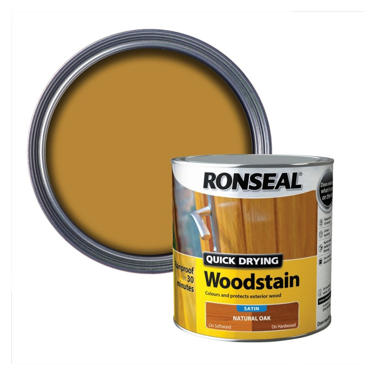 Ronseal Quick Drying Woodstain Satin 2.5L in Natural Oak