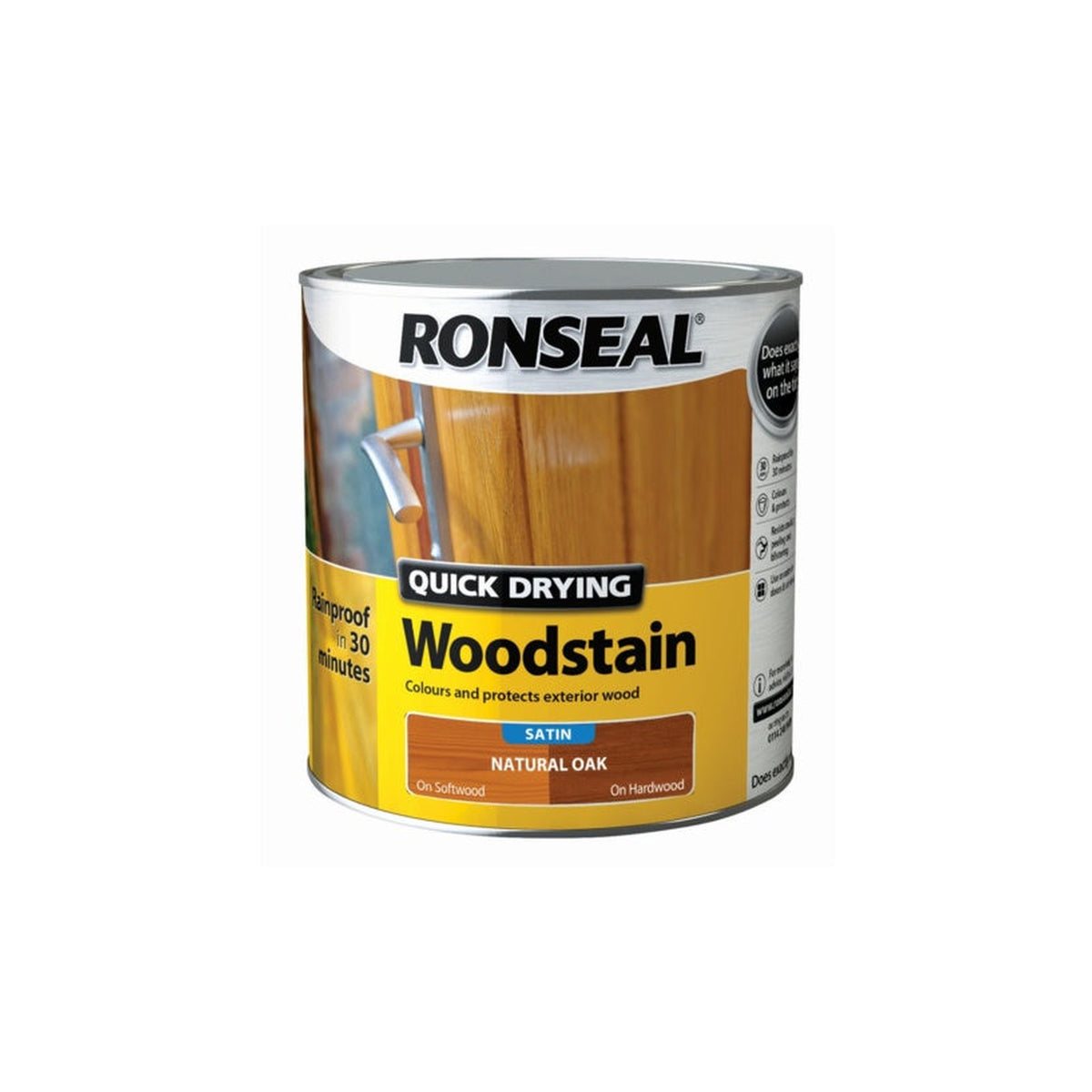 Ronseal Quick Drying Woodstain Satin 2.5L in Natural Oak, view 3