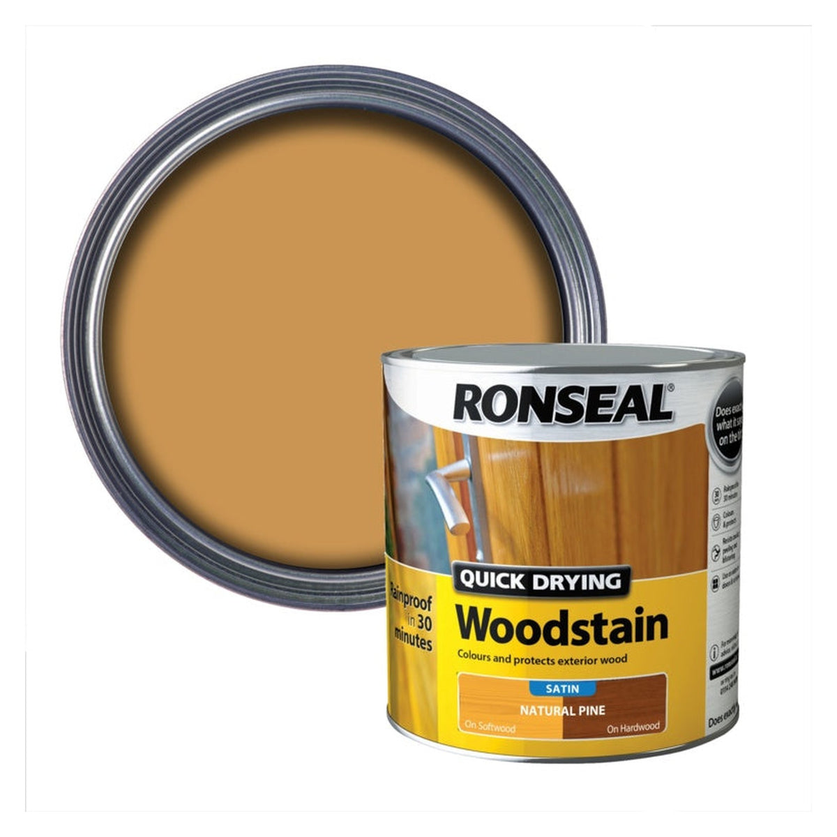 Ronseal Quick Drying Woodstain Satin 2.5L tin in Natural Pine