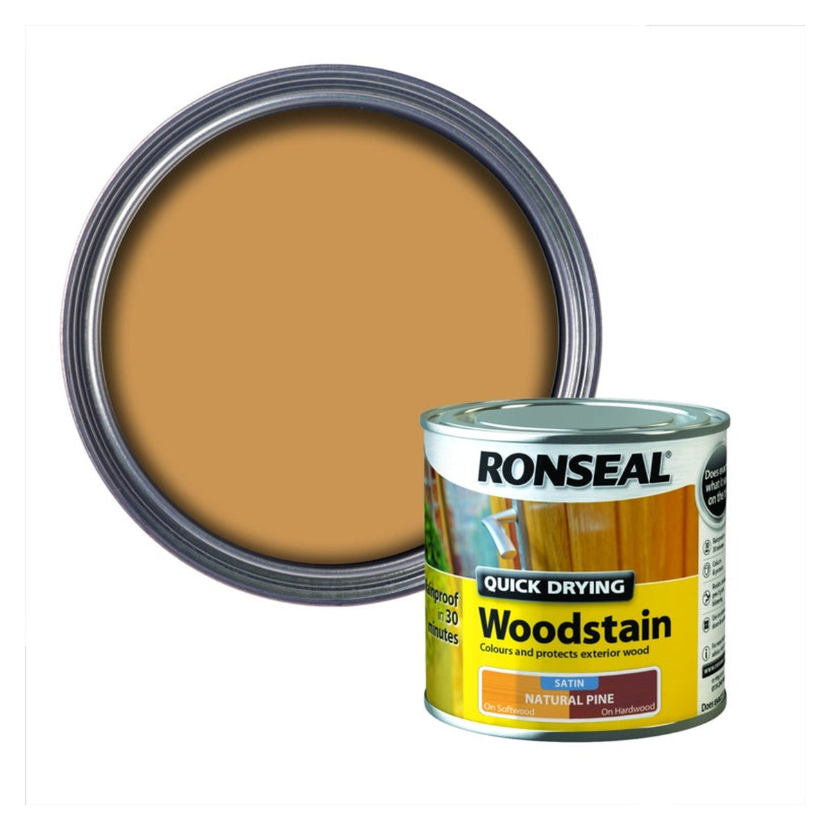 Ronseal Quick Drying Woodstain Satin Natural Pine 250ml