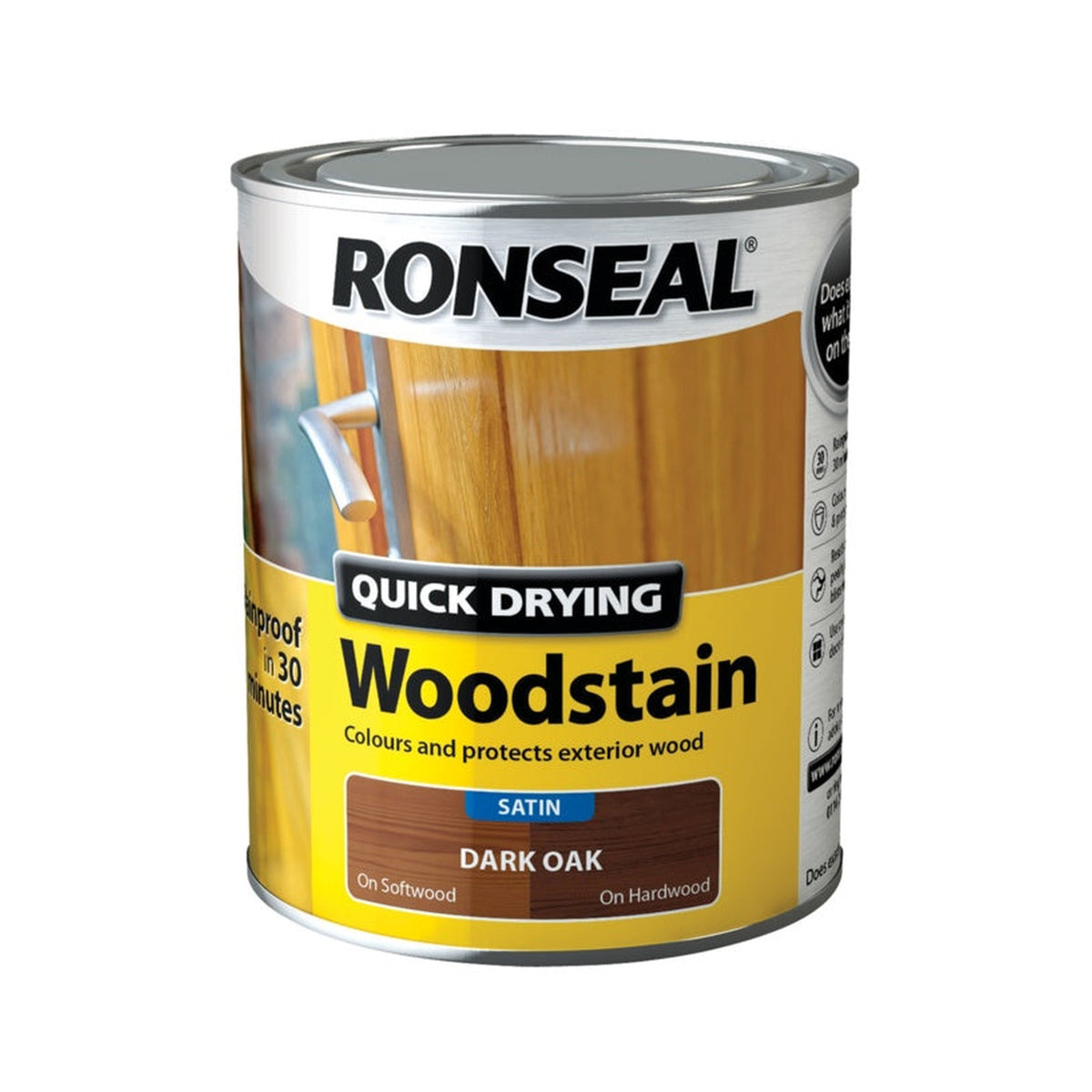 Ronseal Quick Drying Woodstain Satin 750ml in Dark Oak, view 3