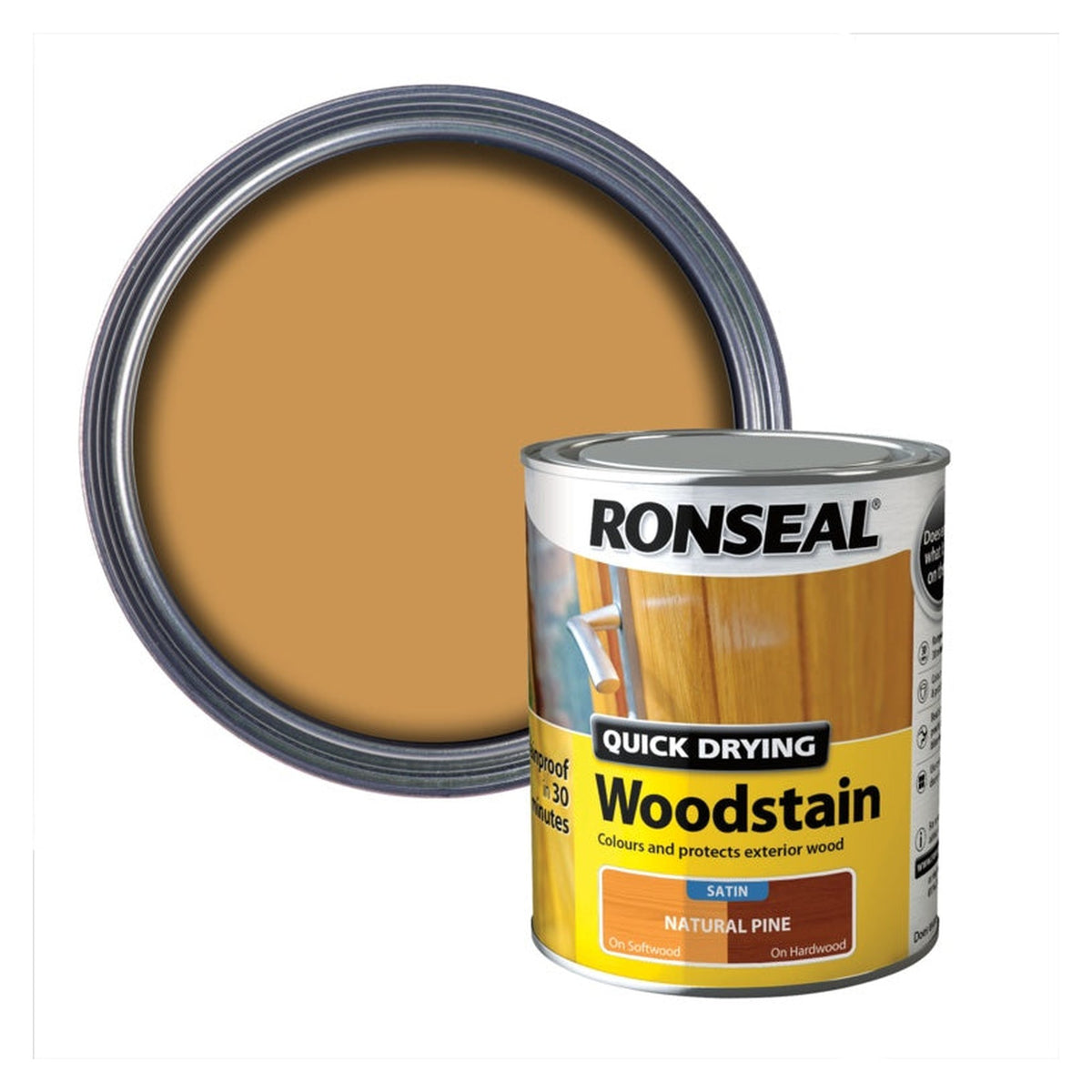 Ronseal Quick Drying Woodstain Satin 750ml in Natural Pine