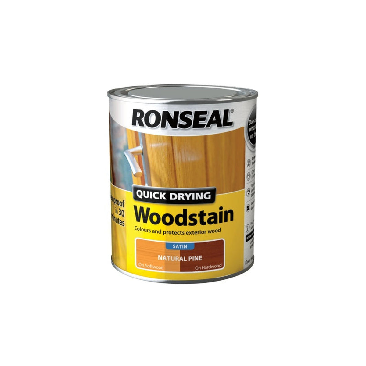 Ronseal Quick Drying Woodstain Satin 750ml in Natural Pine, view 2