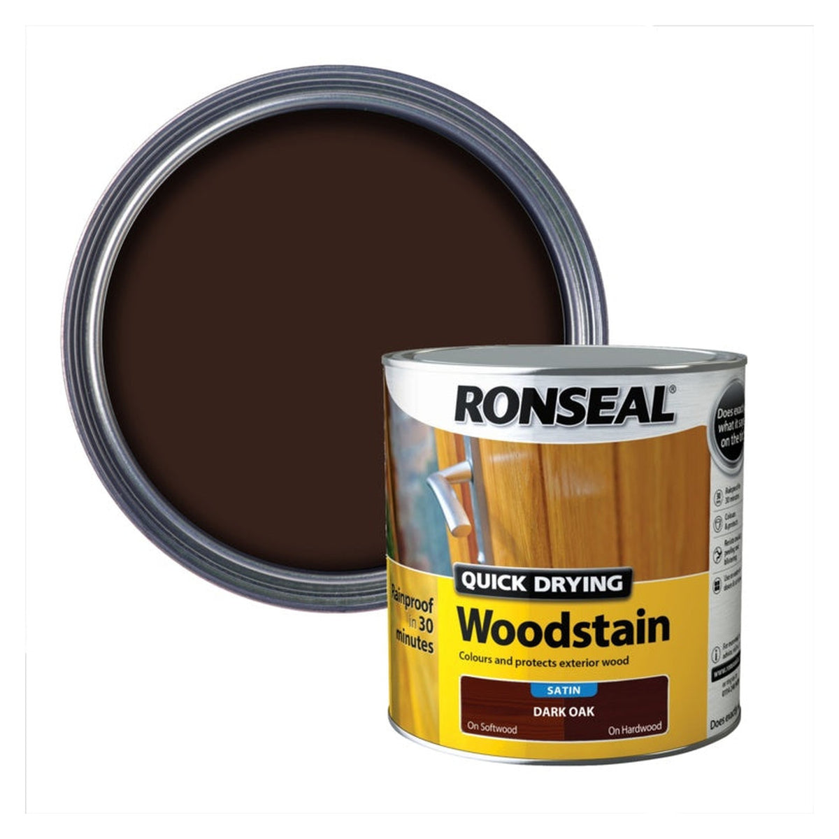 Ronseal Quick Drying Woodstain satin Dark Oak 2.5L