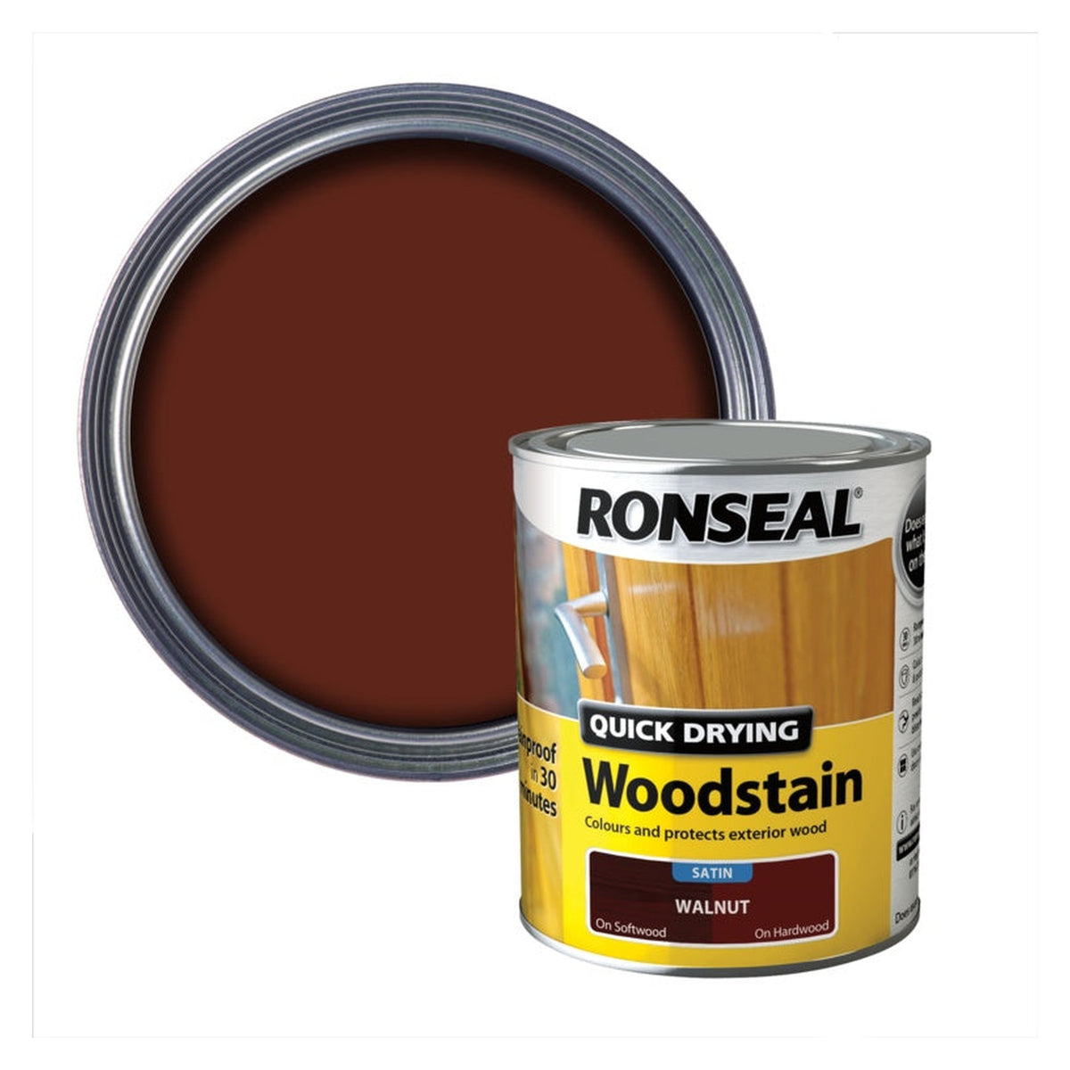 Ronseal Quick Drying Woodstain Satin Walnut 750ml