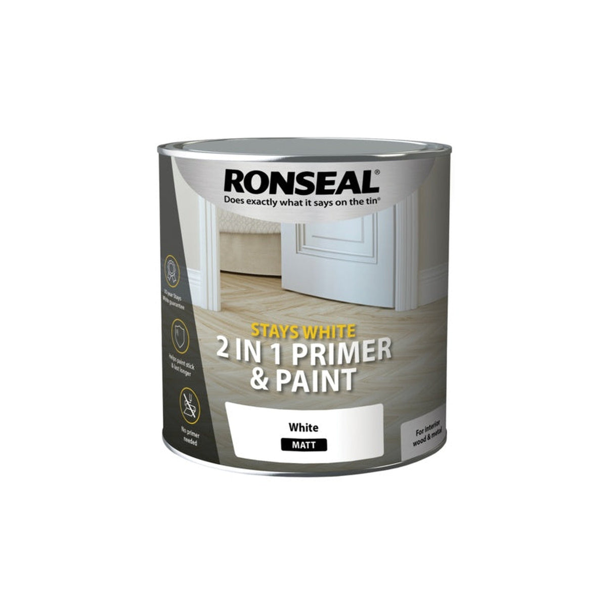 Ronseal Stays White 2in1 Primer & Paint 2.5L - White Matt