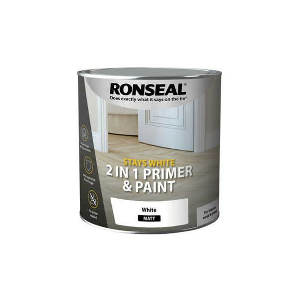 Ronseal Stays White 2in1 Primer & Paint 2.5L - White Matt
