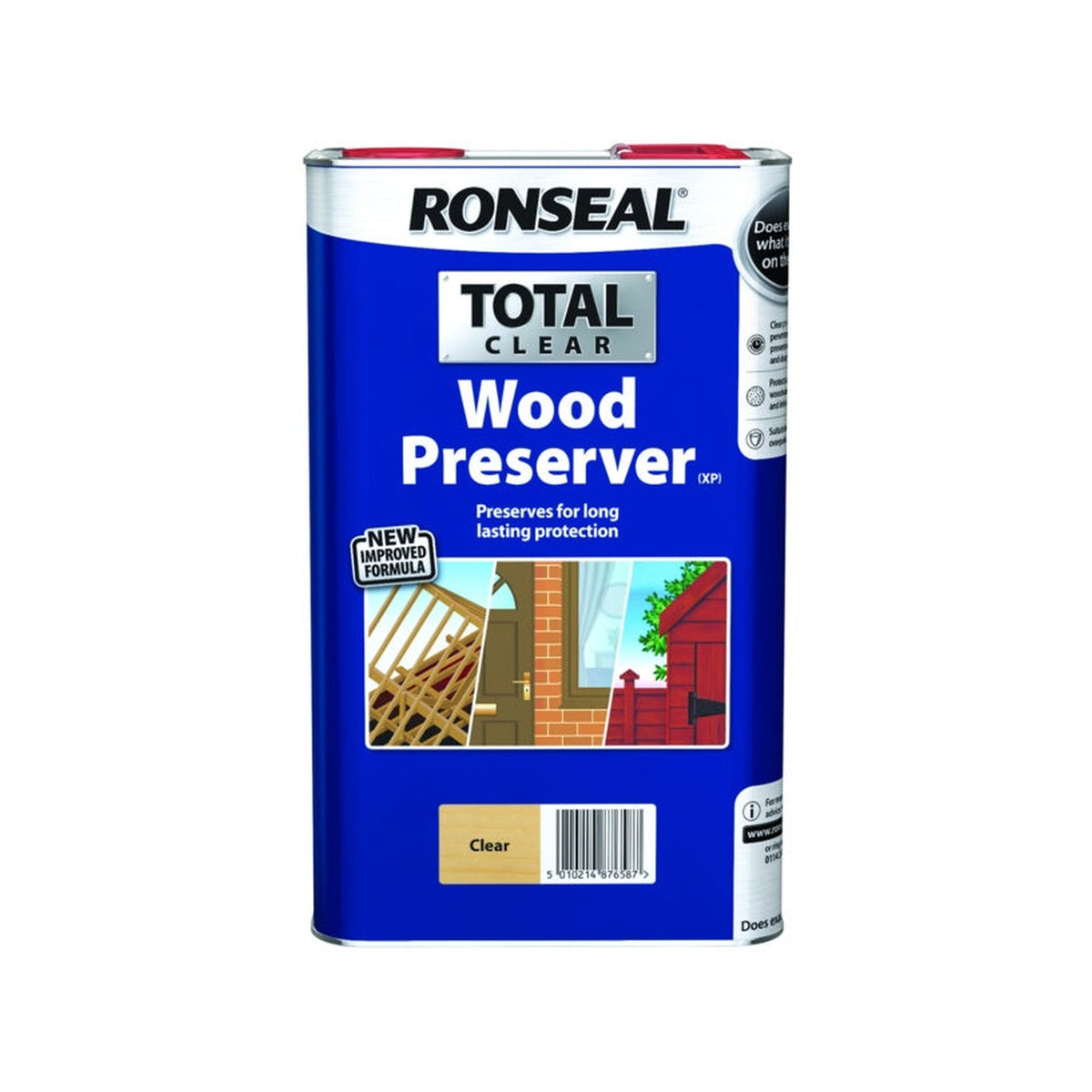 Ronseal Total Wood Preserver 5L tin in clear