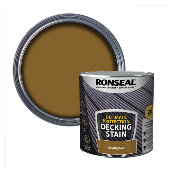 Ronseal Ultimate Protection Decking Stain 2.5L tin in Country Oak