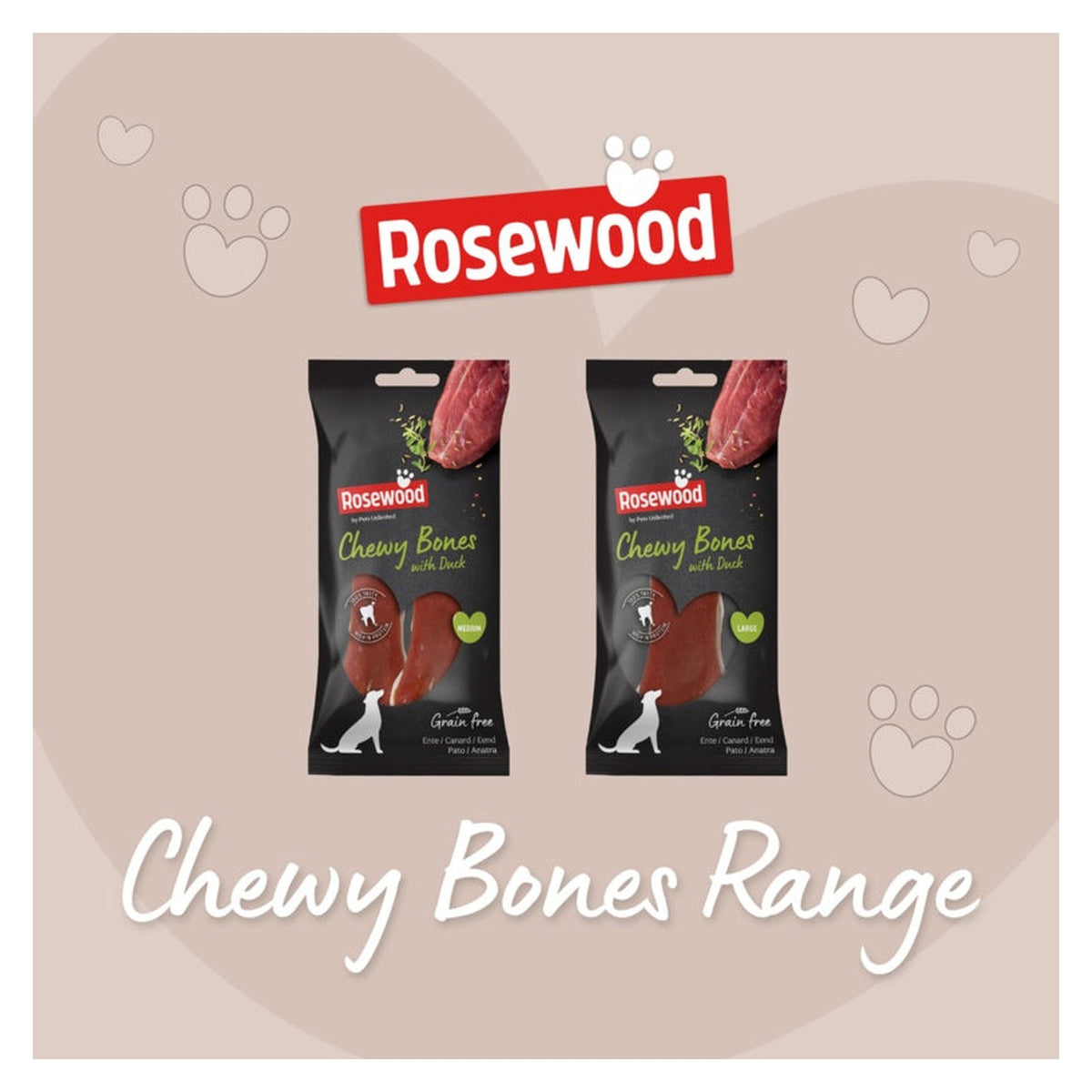 Rosewood Chewy Bones with Duck dog chews, medium, view 3