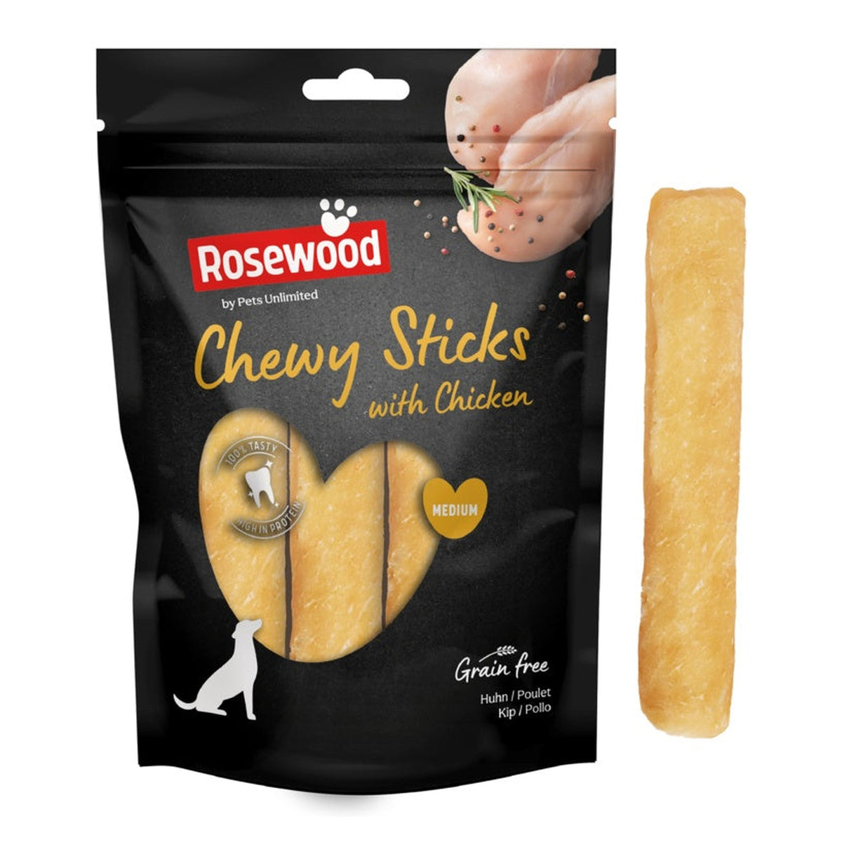 Rosewood chewy sticks with chicken 4 piece medium, view 5