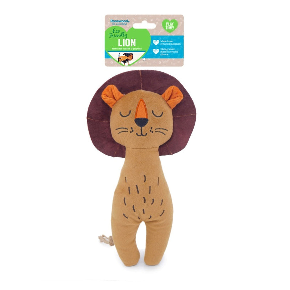 Rosewood Eco lion squeaky dog toy