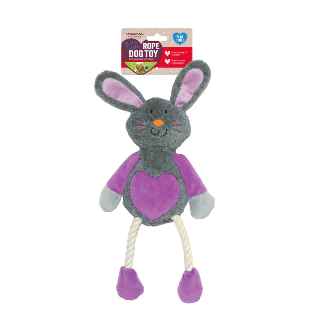 Rosewood Mister Twister Ruby Rabbit rope dog toy