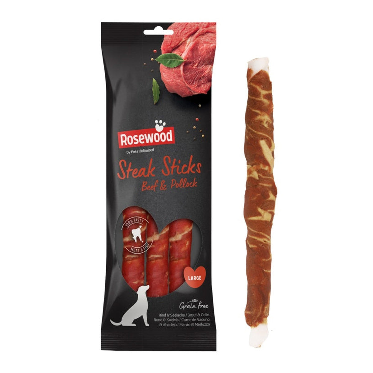 Rosewood steak sticks with beef and pollock, pack of 3, view 6