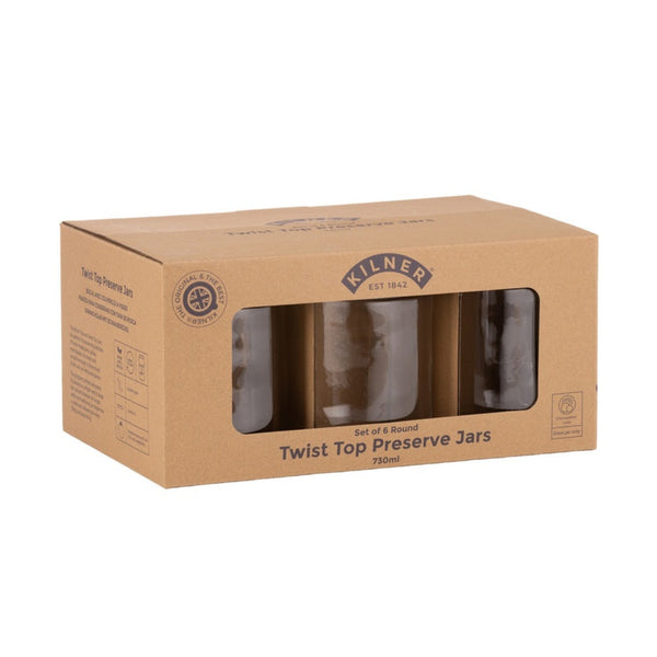 Round Twist Top Jars Set 6 - 730ml