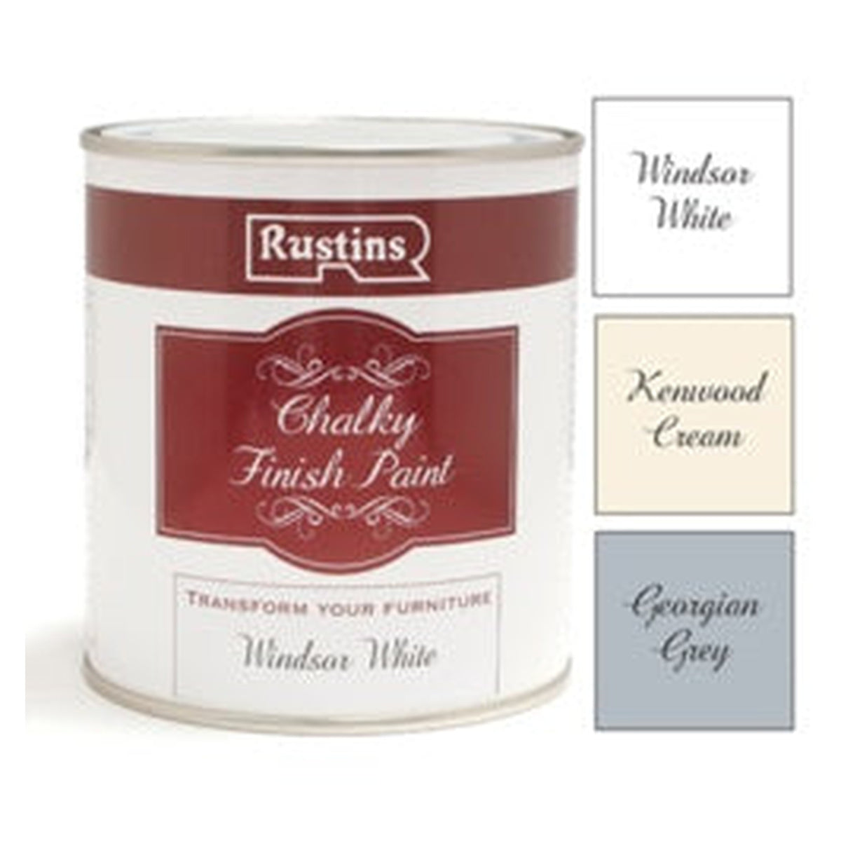 Rustins Chalky Finish furniture paint 500ml in Georgian Grey