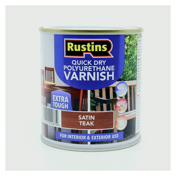 Rustins Polyurethane Gloss Varnish 500ml Teak